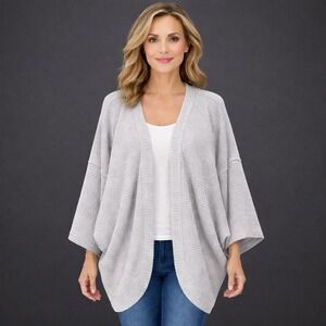 Maeve Anthropologie Gray Oversized Textured Open Front Cardigan XL